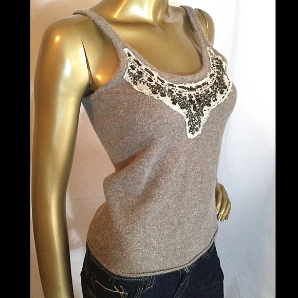 Free People Wool Angora Blend Tank Small Beaded - Picture 1 of 8